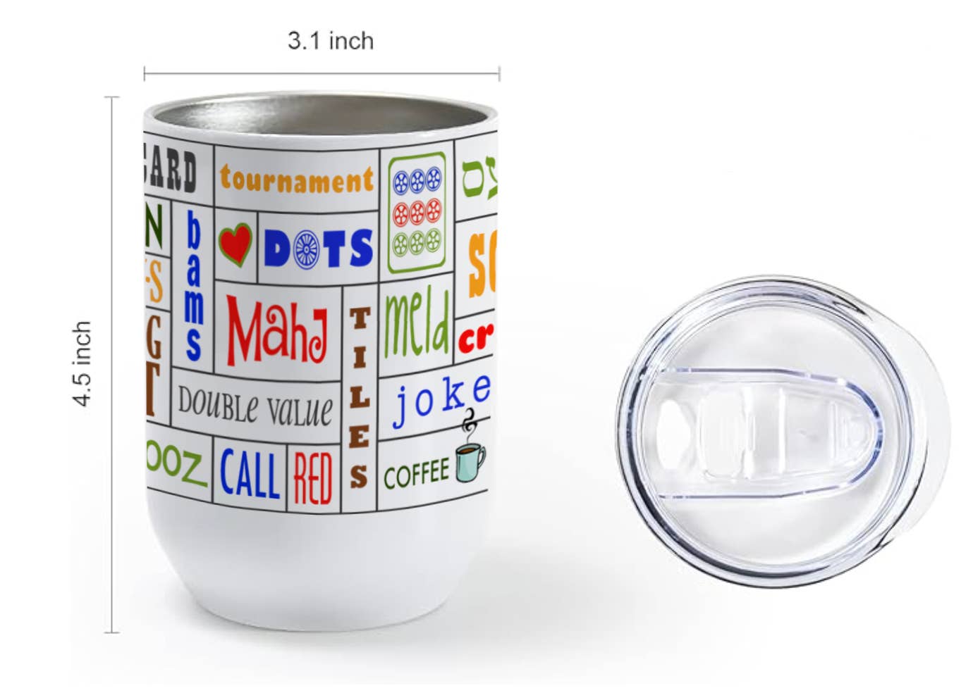 Stemless Mah Jongg Wine Glass Tumbler