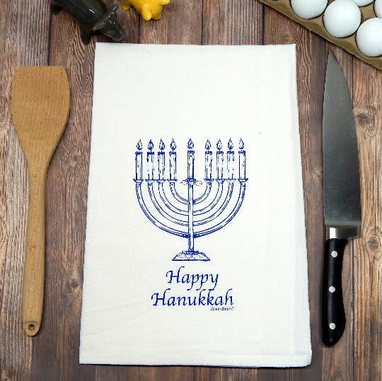 Menorah Kitchen Towel | Tea Towels | Hanukkah Dish Towels