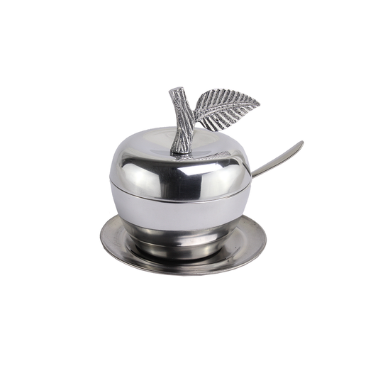 Aluminum Apple shape Honey Dish with Spoon and plate