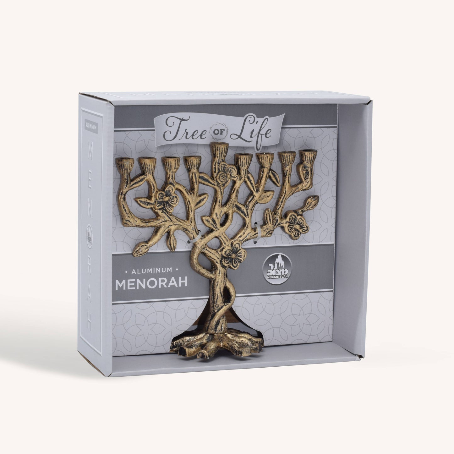 Candle Menorah - 9 Inches - Blue & Silver - Rambam