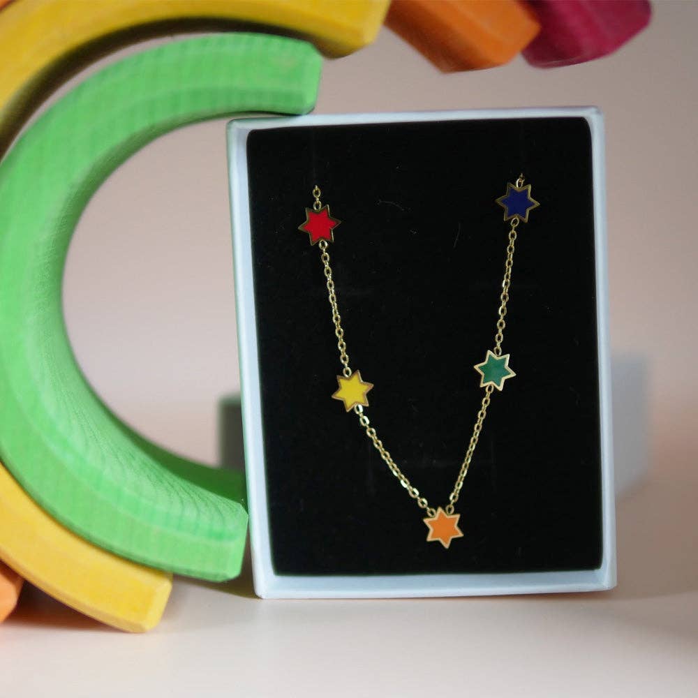 Jewish Star Rainbow Necklace