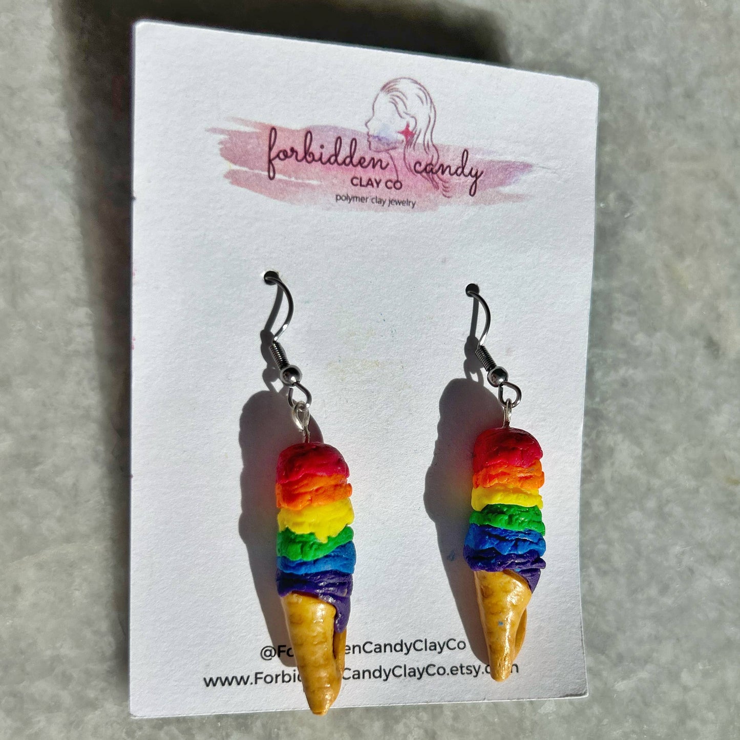 LGBT Pride Ice Cream Cone Earrings