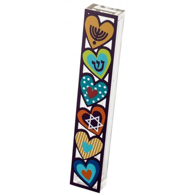 Acrylic Hearts Mezuzah