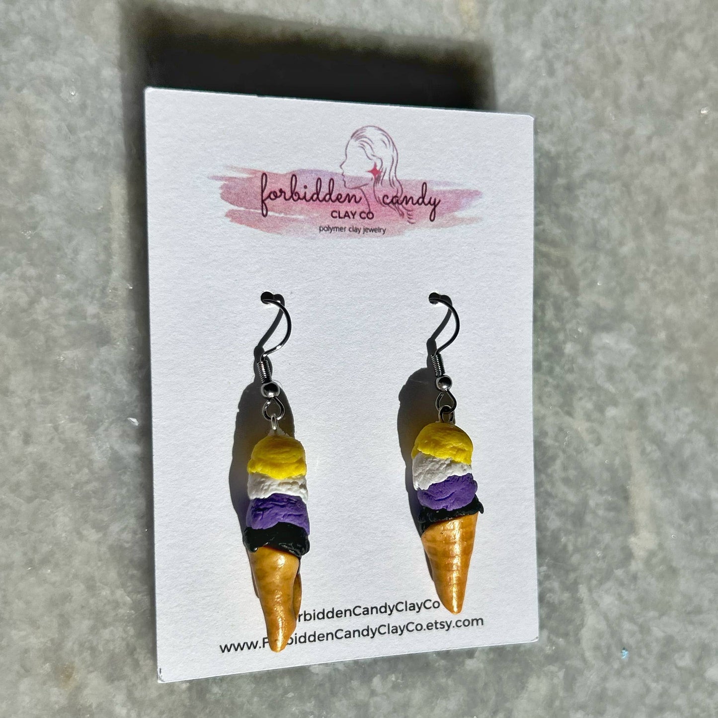 LGBT Pride Ice Cream Cone Earrings
