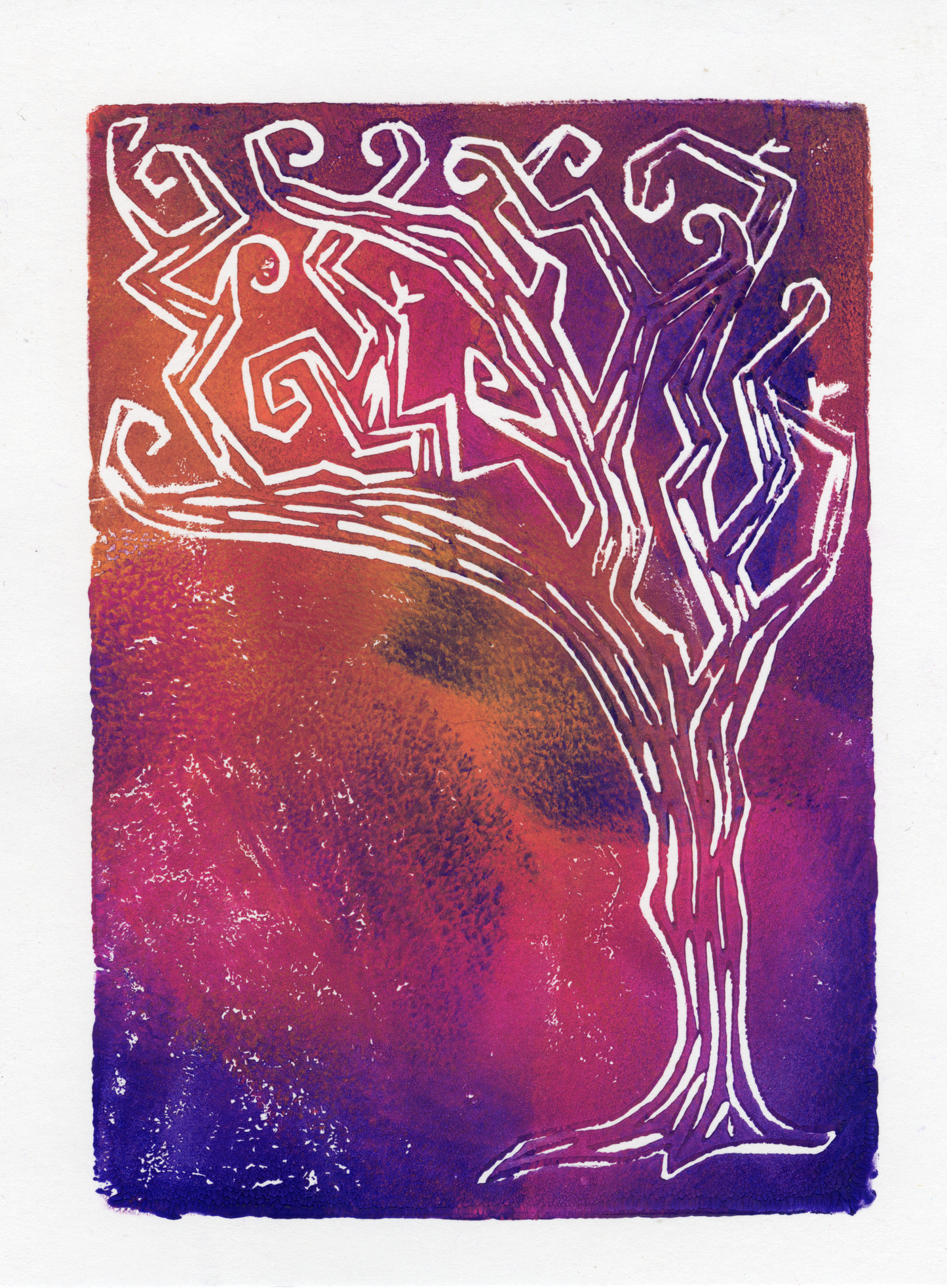 Tree of Life Block Print Handmade Set of Four - Fox Print Cards