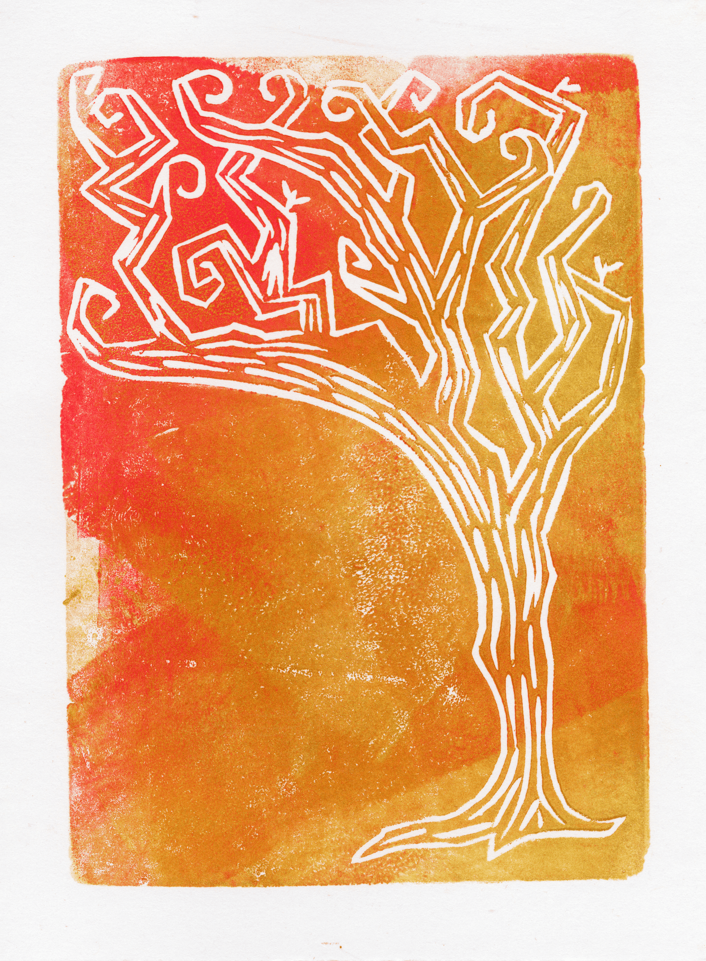 Tree of Life Block Print Handmade Set of Four - Fox Print Cards