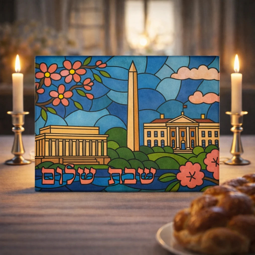 Washington, DC Stained Glass Challah Board, Rectangle