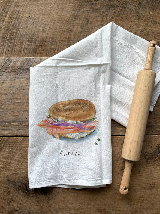 Bagel and Lox Kosher Style Deli Flour Sack Towel