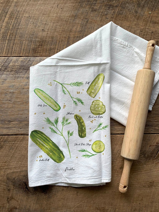 Pickle Chart Kosher Style Deli Flour Sack Towel
