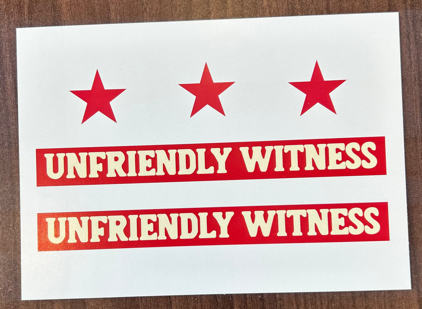 Unfriendly Witness Postcard