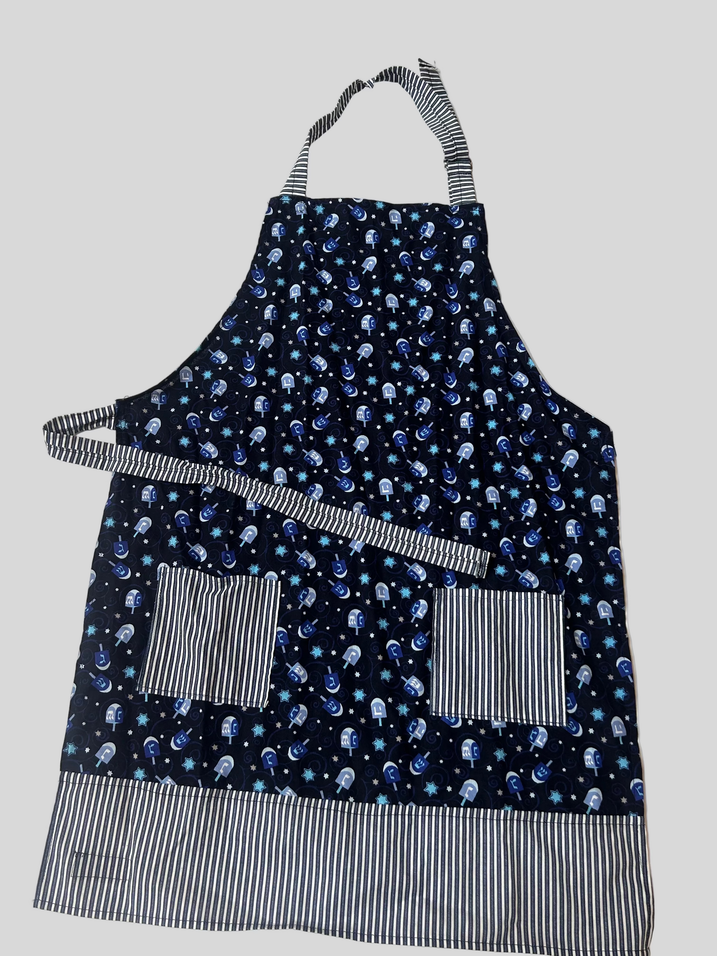 Blue and Striped Dreidel Apron