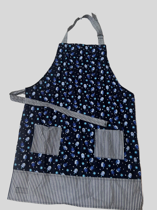 Blue and Striped Dreidel Apron