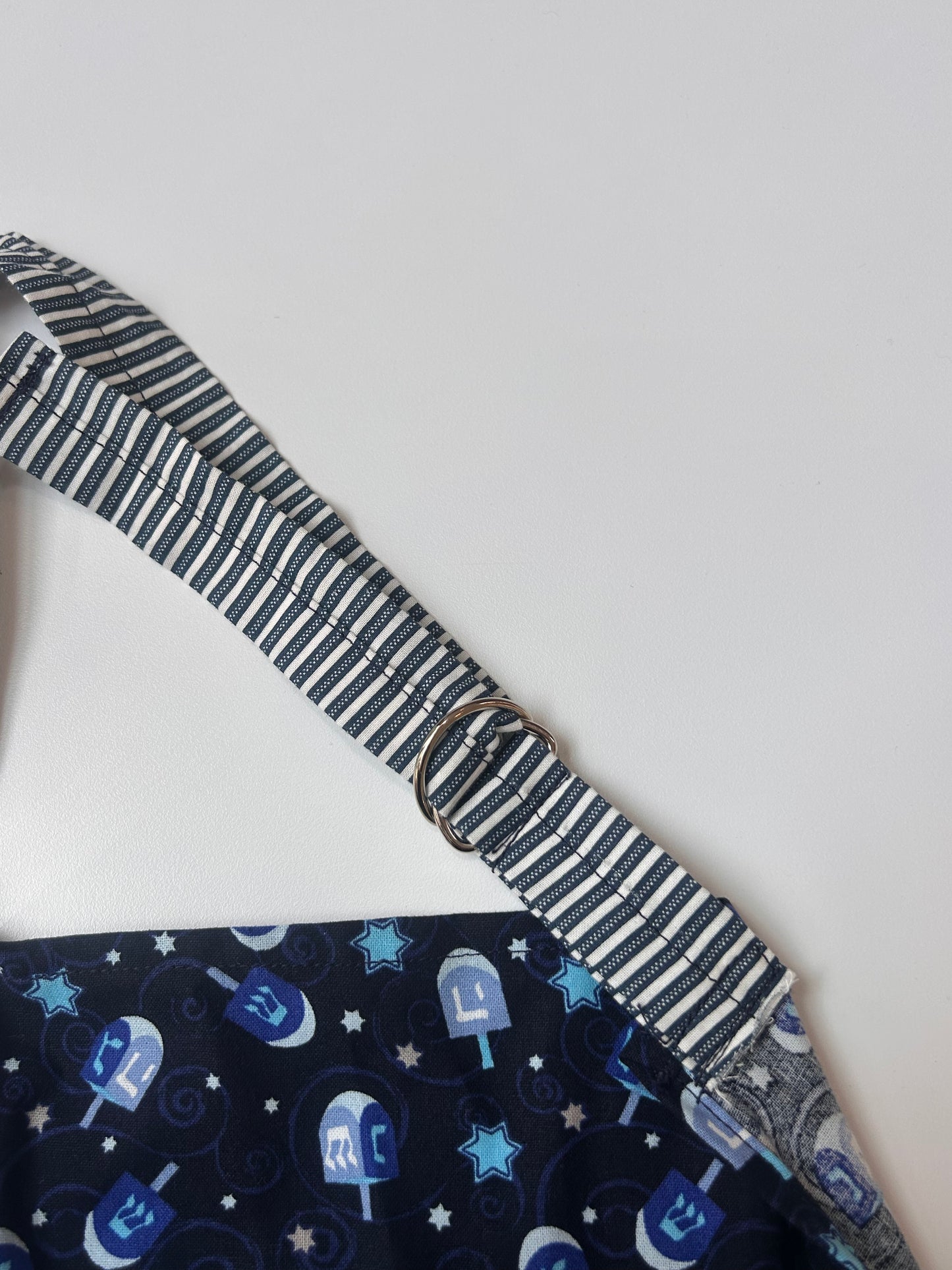 Blue and Striped Dreidel Apron