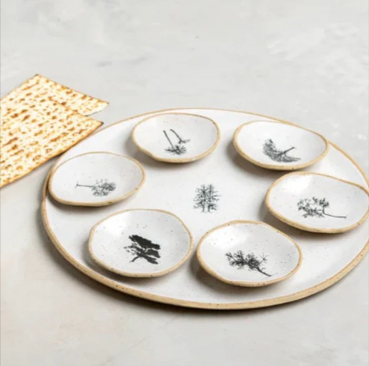 Cream Tree Seder Plate