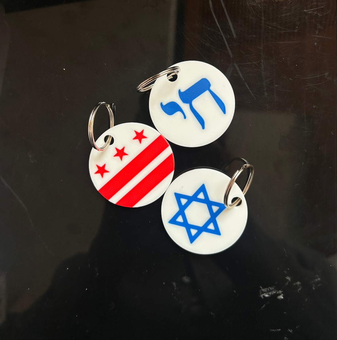 DC Flag, Star of David/Chai Keychain