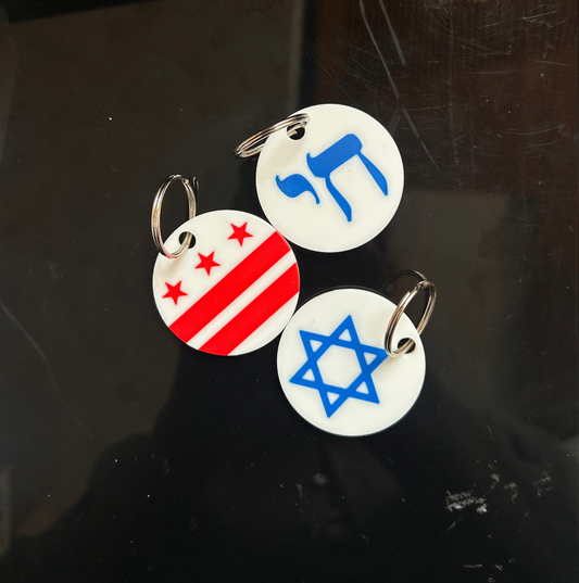 DC Flag, Star of David/Chai Keychain