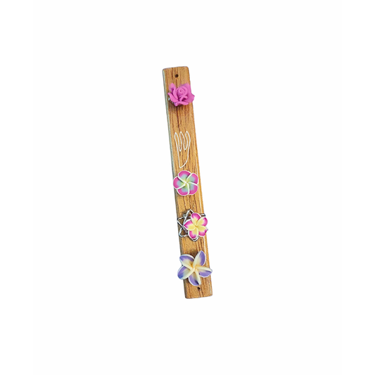Hard Wood Mezuzah with Flowers