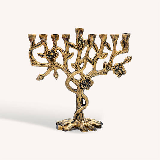 Candle Menorah - 9 Inches - Blue & Silver - Rambam