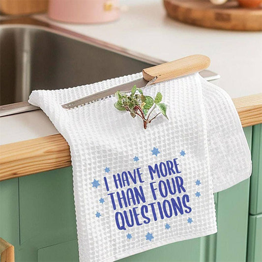 I Have More than Four Questions Passover Waffle Dish Towel