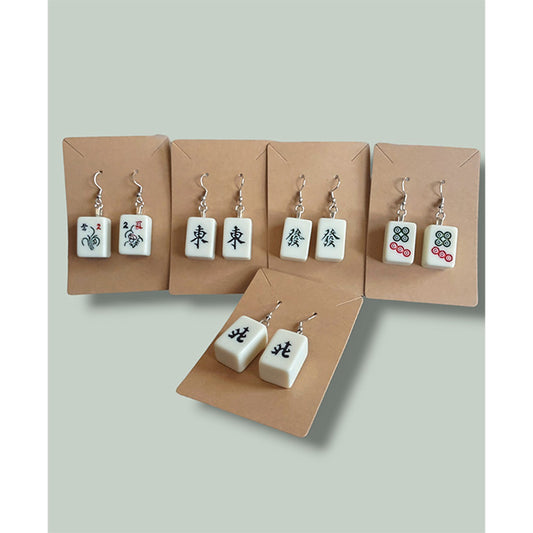 Mini Mahjong Mah Jong Earrings
