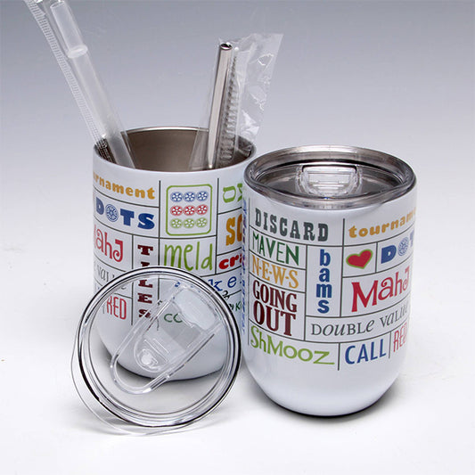 Stemless Mah Jongg Wine Glass Tumbler