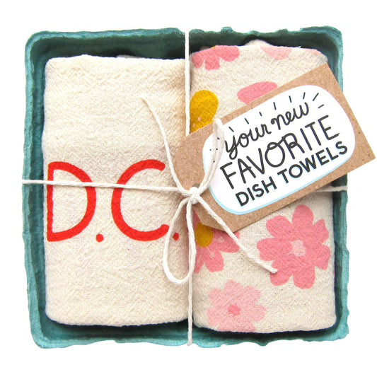 DC LOVE (DC Flag, Blossoms) - Tea Towel Set of 2