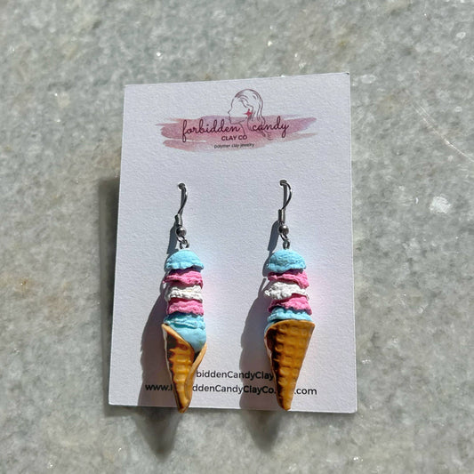 LGBT Pride Ice Cream Cone Earrings
